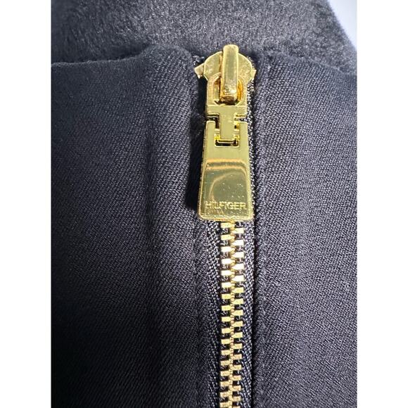 Tommy Hilfiger Sz 4 Sleeveless Little Black Dress Stretchy Gold Zip LBD cocktail - Picture 4 of 9